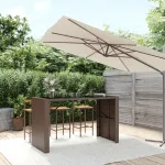 Masă grădină cu blat din sticlă, maro, 185x80x110 cm, poliratan GartenMobel Dekor
