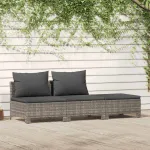 Set fotoliu de grădină 3 piese cu perne, gri, poliratan GartenMobel Dekor