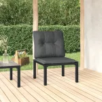 Scaun de grădină cu perne, negru și gri, poliratan GartenMobel Dekor