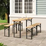Set cu masă pliabilă pentru bere, 3 piese, lemn masiv de brad GartenMobel Dekor