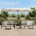 Umbrelă de soare cu două capete, alb nisipiu, 449x265 cm GartenMobel Dekor