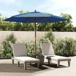 Umbrelă de soare de grădină stâlp din lemn, albastru, 299x240cm GartenMobel Dekor