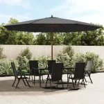 Umbrelă de soare de grădină stâlp din lemn, antracit 400x273 cm GartenMobel Dekor