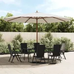 Umbrelă de soare de grădină stâlp din lemn, nisipiu, 400x273 cm GartenMobel Dekor