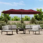 Umbrelă de soare grădină cu două capete, roșu bordo, 449x265 cm GartenMobel Dekor