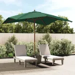 Umbrelă de grădină stâlp din lemn, verde, 300x300x273 cm GartenMobel Dekor
