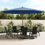 Umbrelă de soare de grădină stâlp din lemn, albastru 400x273 cm GartenMobel Dekor