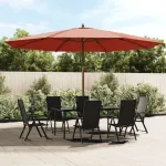 Umbrelă de soare de grădină stâlp din lemn cărămiziu 400x273 cm GartenMobel Dekor