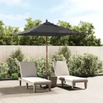 Umbrelă soare de grădină stâlp din lemn antracit 198x198x231 cm GartenMobel Dekor