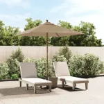 Umbrelă soare de grădină stâlp din lemn taupe 198x198x231 cm GartenMobel Dekor