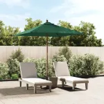 Umbrelă soare de grădină stâlp din lemn verde 198x198x231 cm GartenMobel Dekor