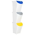 Coșuri de gunoi stivuibile cu capace, 3 buc., alb, 120 L, PP GartenMobel Dekor