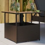 Masă grădină cu orificiu umbrelă maro 55x55x46,5 cm poliratan GartenMobel Dekor