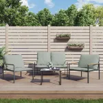 Set mobilier de grădină, cu perne, antracit, 3 piese, oțel GartenMobel Dekor
