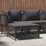 Taburet de grădină cu pernă, antracit, material țesut GartenMobel Dekor