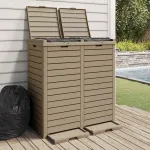 Coș de gunoi de exterior maro deschis 78x41x86 cm polipropilenă GartenMobel Dekor
