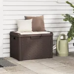 Cutie depozitare de grădină cu pernă de șezut, maro, 125 L, PP GartenMobel Dekor
