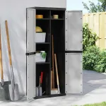 Dulap depozitare de exterior, gri și negru, 65x37x165 cm, PP GartenMobel Dekor