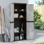 Dulap depozitare de exterior, gri și negru, 65x37x165 cm, PP GartenMobel Dekor