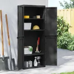 Dulap depozitare de exterior, negru, 65x37x165 cm, PP GartenMobel Dekor