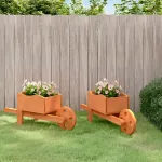 Jardiniere tip roabă, 2 buc., 47x15x19 cm, lemn masiv de brad GartenMobel Dekor