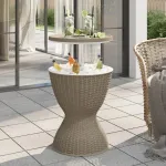 Masă de răcire cu gheață 3 în 1, maro deschis, polipropilenă GartenMobel Dekor