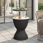 Masă de răcire cu gheață 3 în 1, negru, polipropilenă GartenMobel Dekor
