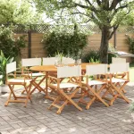 Scaune de grădină pliabile, 8 buc., țesătură alb crem GartenMobel Dekor