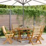 Set mobilier de grădină 5 piese polipropilenă bej/lemn masiv GartenMobel Dekor