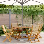 Set mobilier de grădină 5 piese polipropilenă bej/lemn masiv GartenMobel Dekor