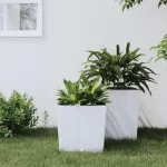Jardinieră cu interior detașabil, alb, 21 / 32 L, PP ratan GartenMobel Dekor