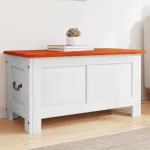 Cufăr de depozitare cu capac, maro și alb, lemn masiv de acacia GartenMobel Dekor