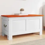 Cufăr de depozitare cu capac, maro și alb, lemn masiv de acacia GartenMobel Dekor