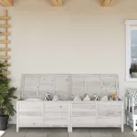 Ladă depozitare de grădină alb 198,5x50x56,5 cm lemn masiv brad GartenMobel Dekor