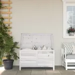 Ladă depozitare de grădină alb 99x49,5x58,5 cm lemn masiv brad GartenMobel Dekor