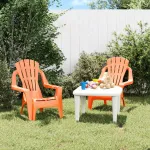Scaune grădină copii 2 buc portocaliu 37x34x44cm PP aspect lemn GartenMobel Dekor