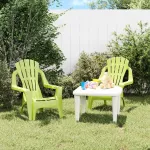 Scaune grădină de copii 2 buc. verde 37x34x44 cm PP aspect lemn GartenMobel Dekor