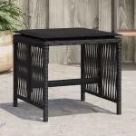 Scaune de grădină cu perne, 4 buc. negru 41x41x36 cm poliratan GartenMobel Dekor
