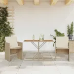 Set bistro cu perne, 3 piese, bej, poliratan GartenMobel Dekor