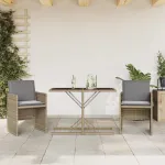 Set bistro cu perne, 3 piese, bej combinat, poliratan GartenMobel Dekor