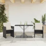 Set bistro cu perne, 3 piese, negru, poliratan GartenMobel Dekor