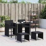 Set mobilier de grădină cu perne, 5 piese, negru, poliratan GartenMobel Dekor