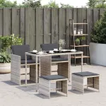 Set mobilier de grădină cu perne, 5 piese gri deschis poliratan GartenMobel Dekor