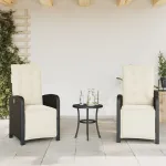 Scaun de grădină rabatabil cu suport picioare,2 buc., poliratan GartenMobel Dekor