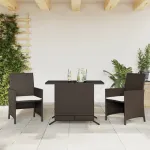 Set bistro cu perne, 3 piese, maro, poliratan GartenMobel Dekor