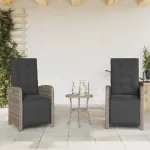 Scaun de grădină rabarabil cu suport picioare,2 buc., poliratan GartenMobel Dekor