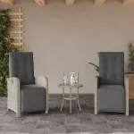 Scaun de grădină rabarabil cu suport picioare,2 buc., poliratan GartenMobel Dekor