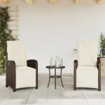 Scaun de grădină rabatabil cu suport picioare,2 buc., poliratan GartenMobel Dekor