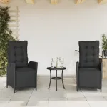 Scaun de grădină rabatabil cu suport picioare,2 buc., poliratan GartenMobel Dekor