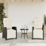 Scaun de grădină rabatabil cu suport picioare,2 buc., poliratan GartenMobel Dekor